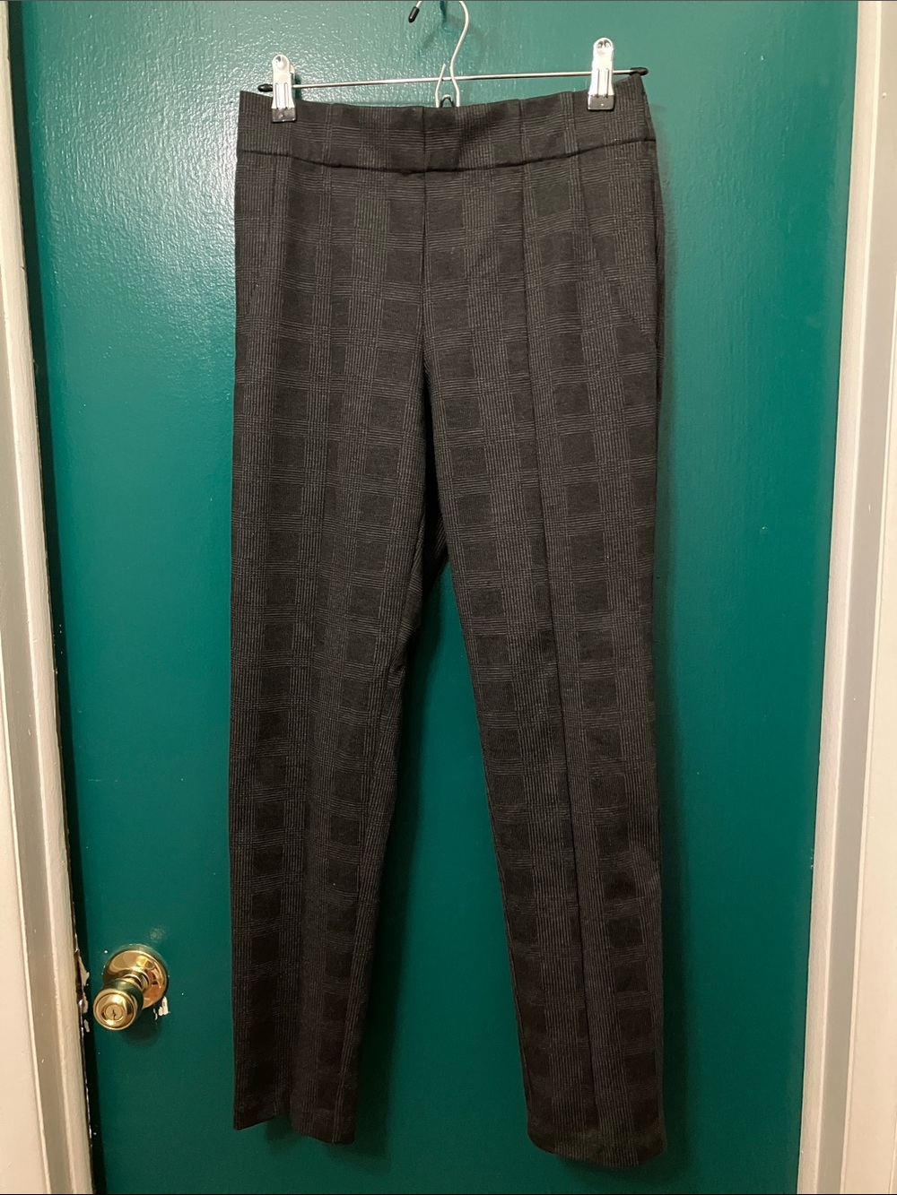 Thalian Charcoal Plaid Straight-Leg Trousers